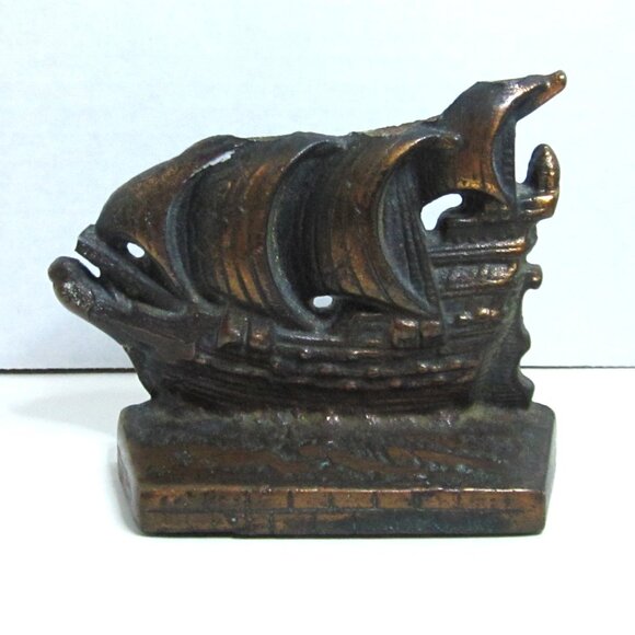 Create A Nautical Book Nook/Shelf Display Hangable Sail Ship Cast Metal Bookends - Picture 9 of 13
